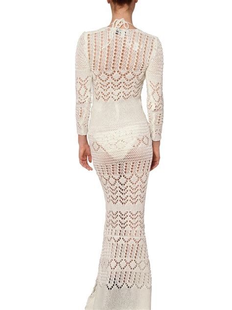 Lyst Emilio Pucci Jewelled Cotton Crochet Long Dress In White