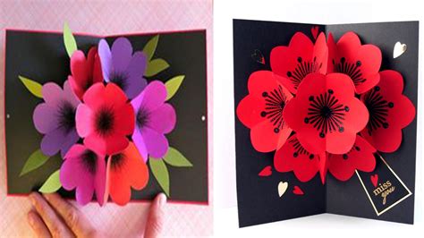 How To Make A Bouquet Flower Pop Up Card Diy 3d Flower Pop Up