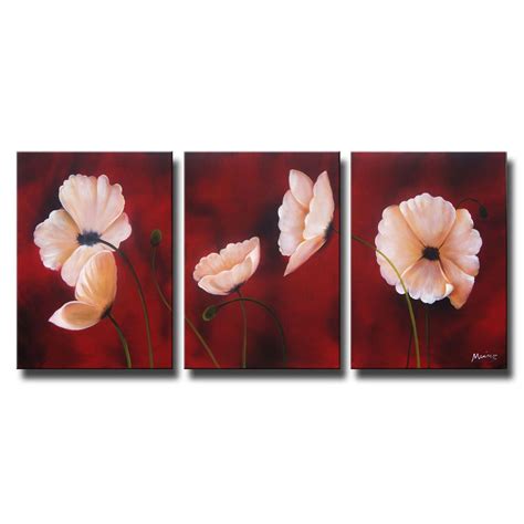 Passion Flower Gallery Wrapped Hand Painted Canvas 3 Piece Art Set