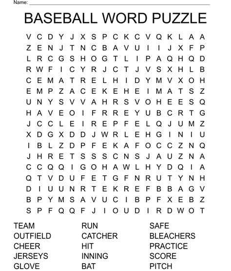 Baseball Word Puzzle Word Search Wordmint