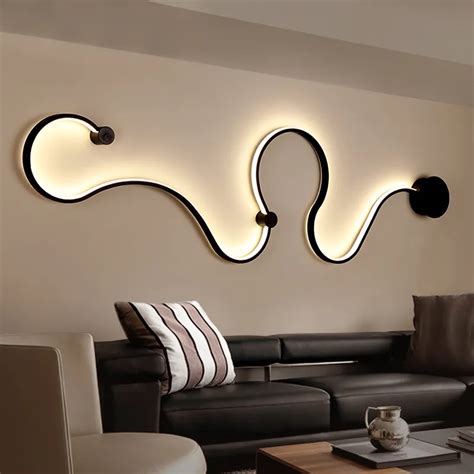 Modern Minimalist Creative Wall Lamp Blackwhite Iron Paint Led Indoor