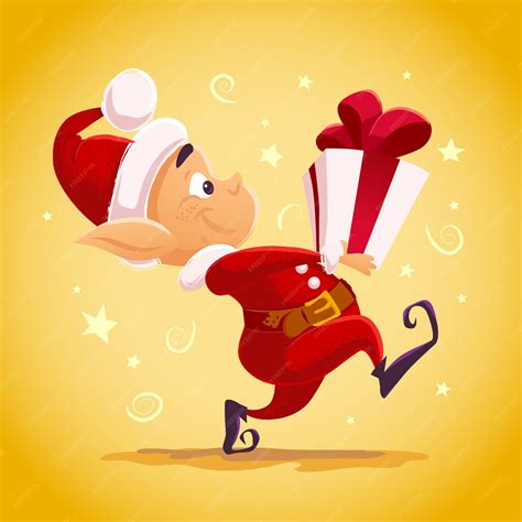 Premium Vector Christmas Santa Claus Elf Character Portrait Cartoon Style Illustration