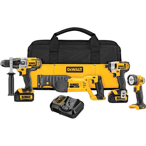 Shop Dewalt 4 Tool 20 Volt Lithium Ion Li Ion Motor Cordless Combo