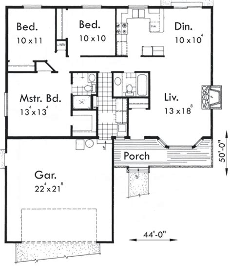 3 Bedroom House Floor Plans With Garage Floorplans Click