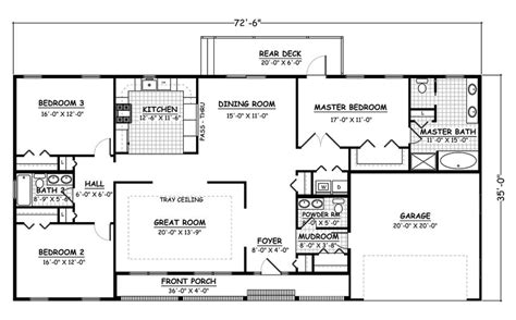 3 Bedroom 25 Bath Ranch Floor Plans Floorplansclick