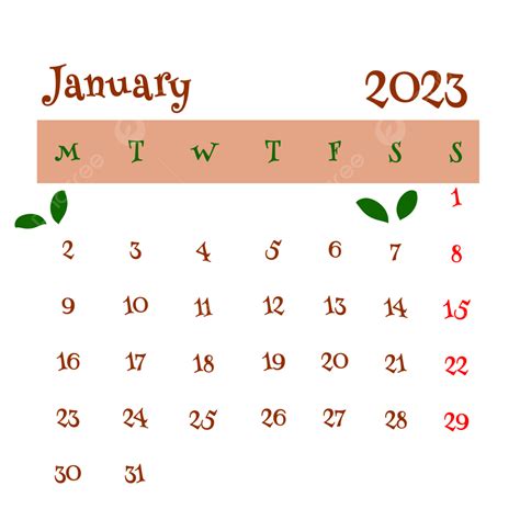 Enero 2023 Calendario Mostrar Estilo Simple Png Calendario 2023