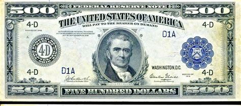 100 gbp to usd converter. Reproduction US $500 Dollar Bill, Series 1918 Large size ...