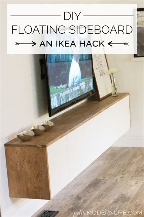 Costway 48.5'' wall mounted audio/video tv stands console w/shelves for living room white. DIY Floating Sideboard Tutorial | Diy house projects, Home ...