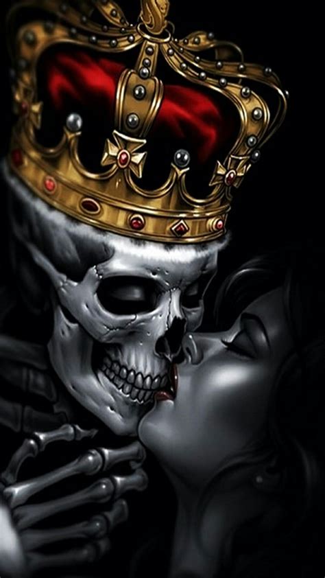 King Skull Kissing The Queen Skull Artwork Og Abel Art Sugar Skull Art