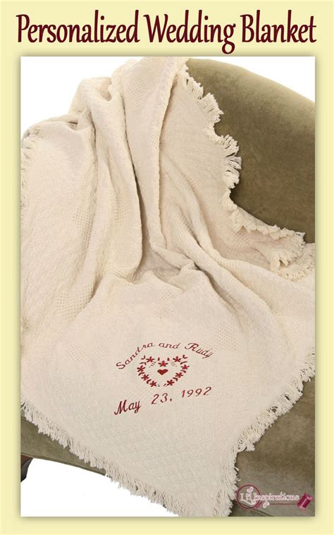 Personalized Wedding Blanket Blanket Will Be Embroidered With Saying Or