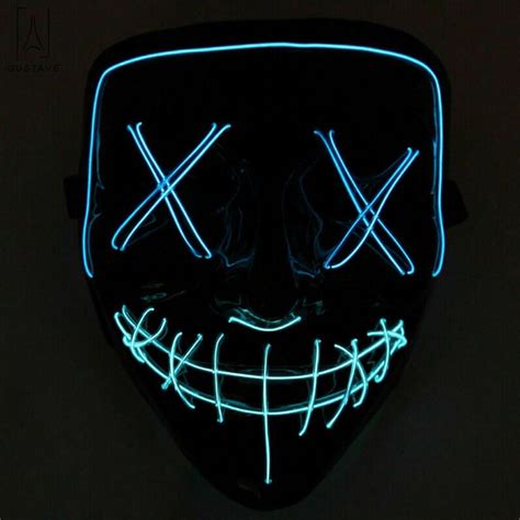 Gustavedesign Halloween Scary Light Mask 4 Modes 2 Colors Cosplay Led