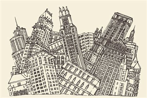 Big City Skyline Architecture Pre Designed Illustrator Graphics
