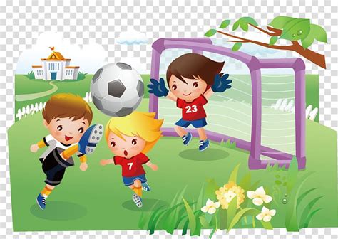 Children Playing Soccer Cartoon