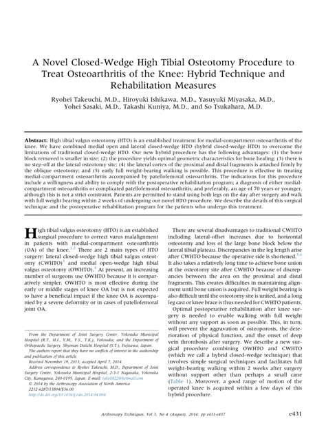 Pdf A Novel Closed Wedge High Tibial Osteotomy Procedure To Treat