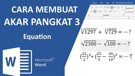 Cara Membuat Bilangan Akar Pangkat 3 Di Word Tips Equation Youtube