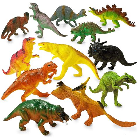 Kidsco Large Plastic Dinosaur Set 12 Pack 55 Inches Assorted
