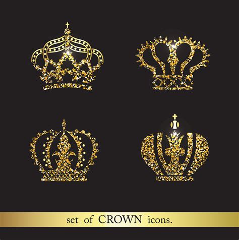 A crown is a traditional form of head adornment, or hat, worn by monarchs as a symbol of their power and dignity. Set of gold crown icons. Collection o | Design Bundles