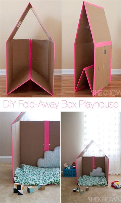 Diy Fold Away Cardboard Box Playhouse Built By Kids
