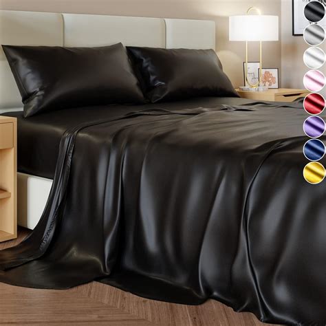 Amazon Com Satin Sheets Full Size Bed Pieces Colors Silky Satin Sheet Set Satin Bed