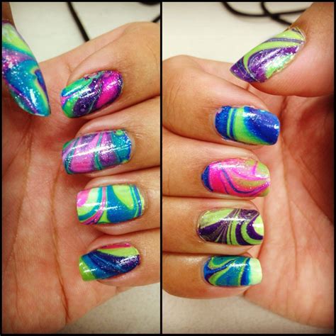 Tie Dye Inspired Water Marble Beauty Nails Nail Designs Nails