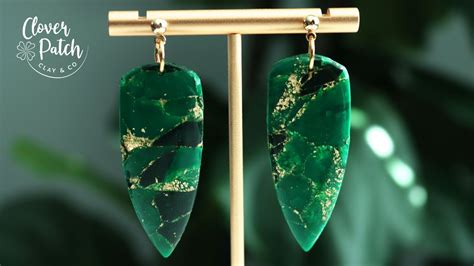Emerald Green Faux Stone Polymer Clay Earrings DIY Polymer Clay