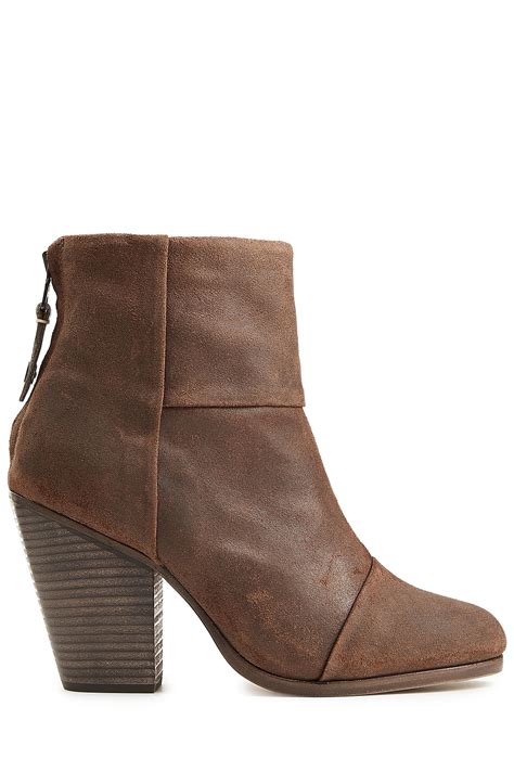Crafted of soft gray suede and styled with a sturdy wooden heel, the rag & bone newbury bootie offers signature casual luxury. Rag & bone Classic Newbury Suede Ankle Boots - Brown in ...