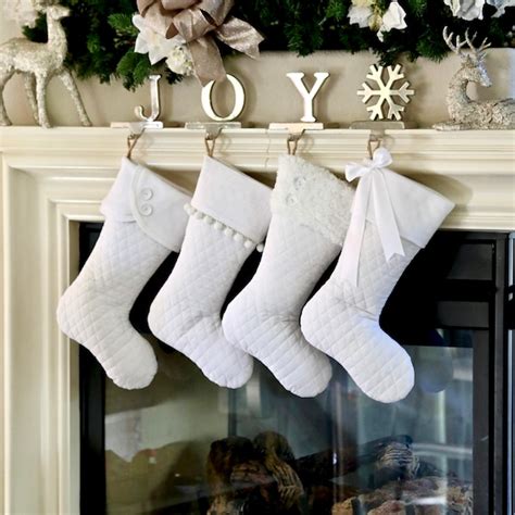 White Christmas Stockings With Optional Personalized Stocking Etsy