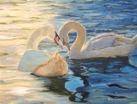 Small Original Realism Painting Oil On Canvas Swans In 2020