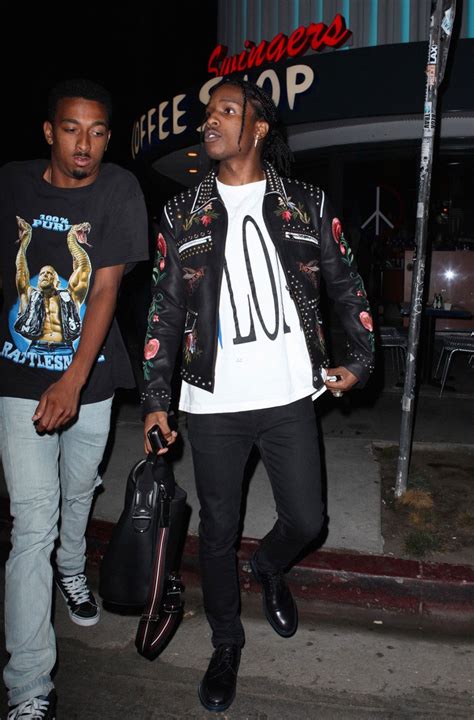 Spotted Asap Rocky Rocks Gucci Hand Painted Jacket And Vlone T Shirt