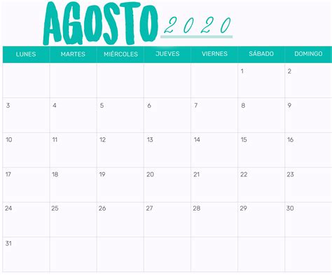 Todos los días internacionales, días mundiales y populares del mes de agosto así como sus semanas internacionales. AGOSTO 2020 CALENDARIO en 2020 | Plantilla de calendario ...