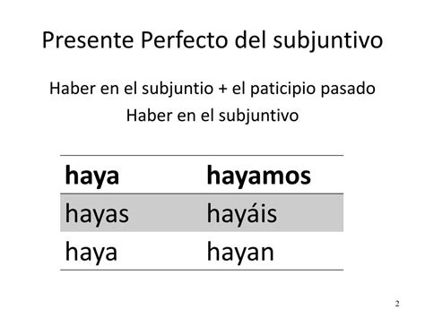 Ppt Presente Perfecto Del Subjuntivo Powerpoint Presentation Free