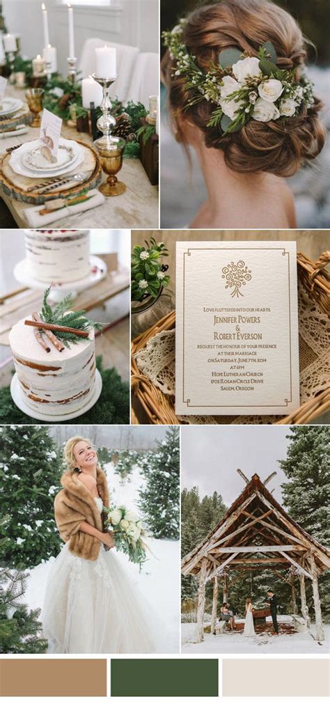 Brown And Greenery Winter Woodland Wedding Ideas Wedding Color Pallet