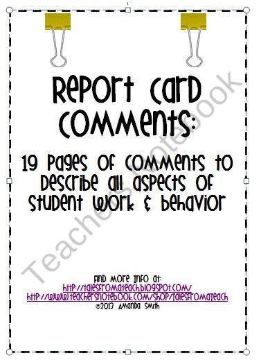 Download pdfs pdf of report card comments at no extra cost. 77 best images about Report Cards on Pinterest | Report comments, Assessment and Writing