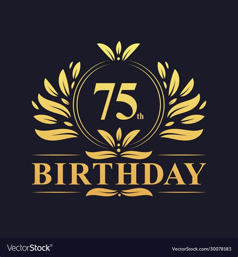 Luxury 75th Birthday Logo 75 Years Celebration Vector Image