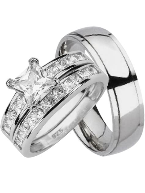 Laraso And Co His And Hers Matching Wedding Ring Sets Sterling Silver