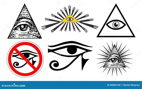 All Seeing Eye Of Providence Illuminati New World Order Set Vector
