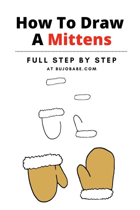 how to draw mittens easy step by step tutorial bujo babe