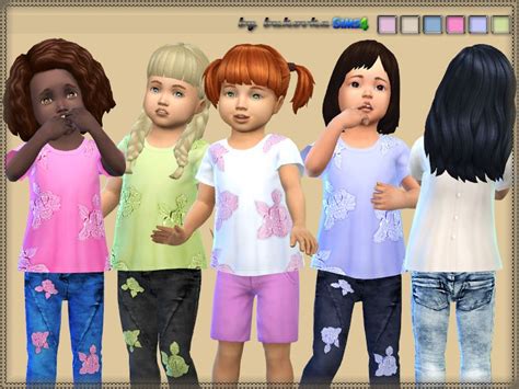 Lana Cc Finds Top Rose Sims 4 Cc Kids Clothing Girls Tshirts Sims