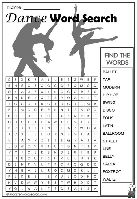 Free interactive word search puzzles with bible themes. Dance Word Search- Monster Word Search