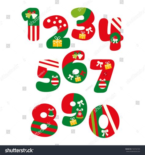 Christmas Numbers Vector Green Red Stock Vector Royalty Free