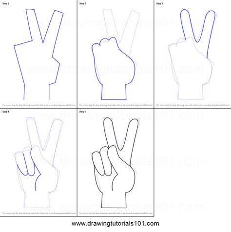Did you know that the arm is the same length as the torso? How to Draw Peace Sign Hand printable step by step drawing ...