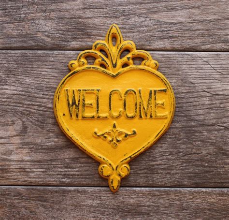 WELCOME Sign / Yellow Home Decor/ Front by TangerineSkysCo ...