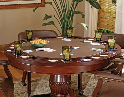 Tournament Brown Round Folding Game Table From Steve Silver Tu5050gt