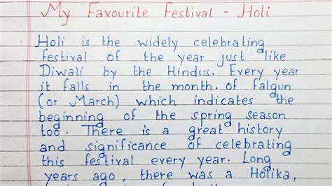 Write A Short Essay On My Favourite Festival Holi Essay Writing