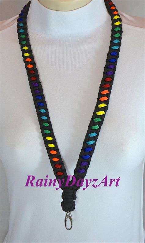 Handmade Non Breakaway Rainbow Paracord Id Lanyard Id Badge Holder