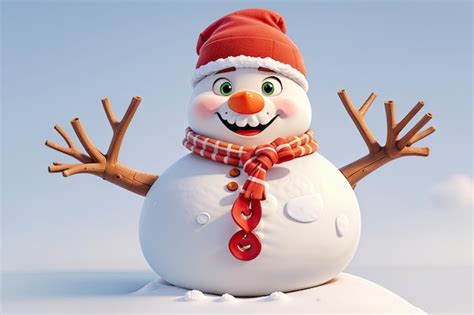 Premium Ai Image 3d Illustration Of Cartoon Cute Snowman Ai Generative