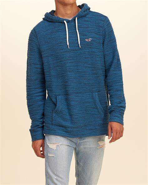 Hollister Cotton Iconic Boucle Hoodie In Blue For Men Lyst