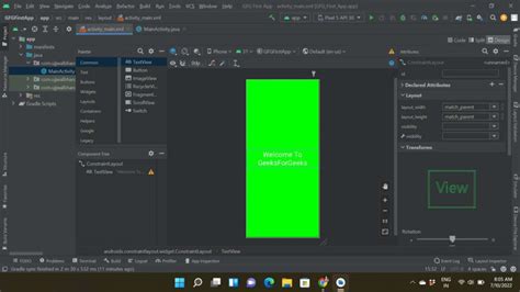 Android Layout Editor Code Split And Design Geeksforgeeks
