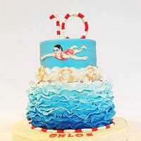 Swimming Themed Cake Decorated Cake By The Sugar Cloud Cakesdecor