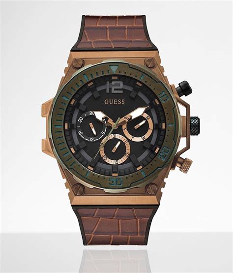 guess silicone flex watch men s watches in brown buckle
